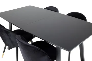 Inca Matgrupp Förlängningsbar 160 cm Rektangulär med 4 Velvet stolar - Möbler - Bord & matgrupper - Matgrupper