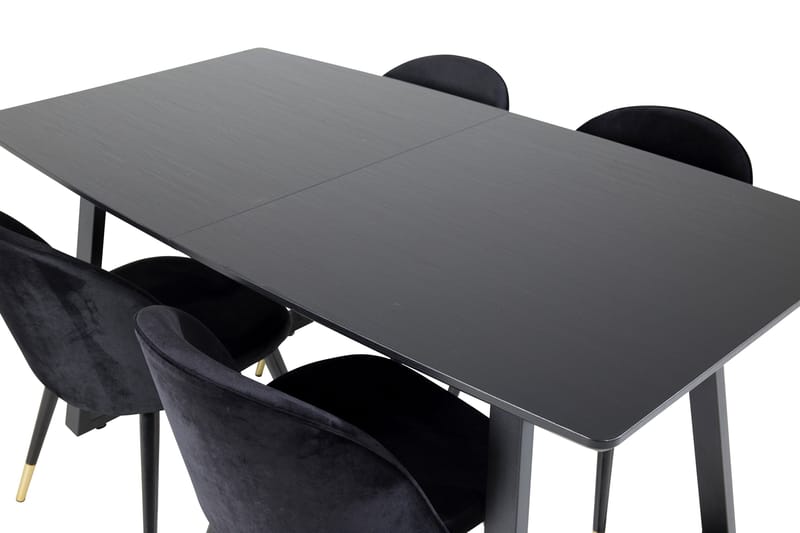 Inca Matgrupp Förlängningsbar 160 cm Rektangulär med 4 Velvet stolar - Möbler - Bord & matgrupper - Matgrupper