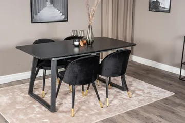 Inca Matgrupp Förlängningsbar 160 cm Rektangulär med 4 Velvet stolar - Möbler - Bord & matgrupper - Matgrupper