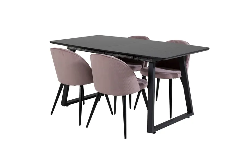 Inca Matgrupp Förlängningsbar 160 cm Rektangulär med 4 Velvet stolar - Möbler - Bord & matgrupper - Matgrupper