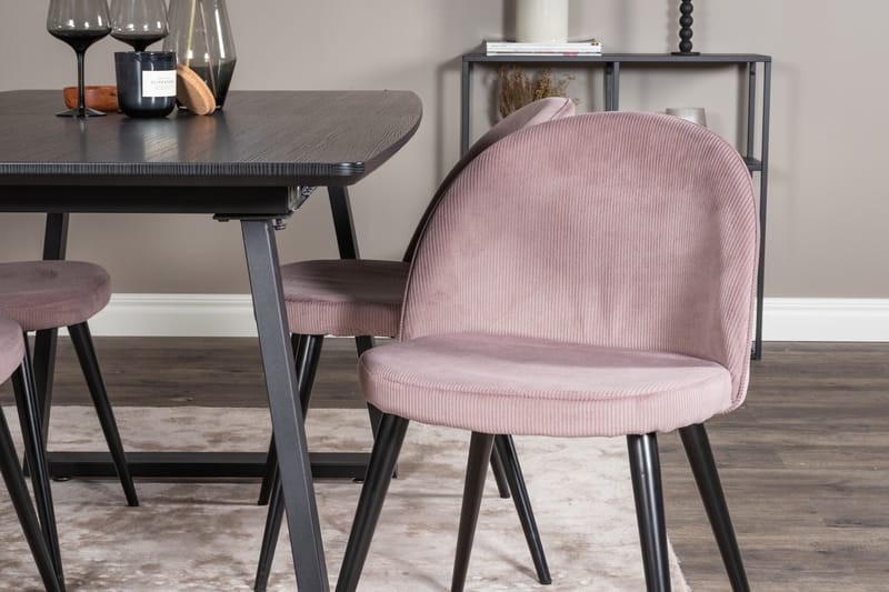 Inca Matgrupp Förlängningsbar 160 cm Rektangulär med 4 Velvet stolar - Möbler - Bord & matgrupper - Matgrupper