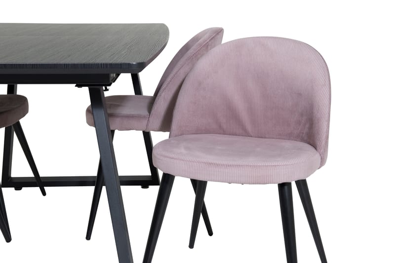 Inca Matgrupp Förlängningsbar 160 cm Rektangulär med 4 Velvet stolar - Möbler - Bord & matgrupper - Matgrupper