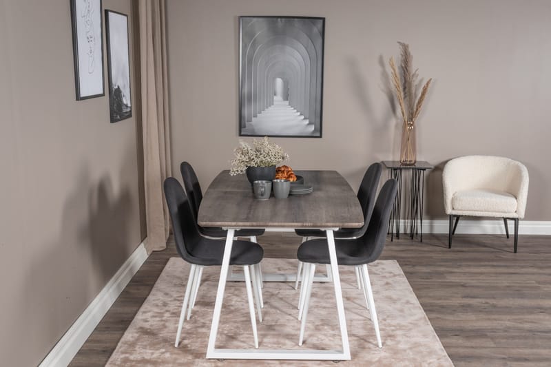 Inca Matgrupp Förlängningsbar 160 cm Rektangulär med 4 Polar stolar - Svart - Möbler - Bord & matgrupper - Matgrupper