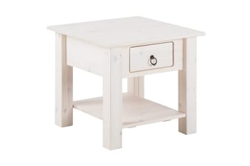 Ines 50 cm Kvadratiskt Soffbord med Lådor i Furu - Vit - Möbler - Bord & matgrupper - Soffbord