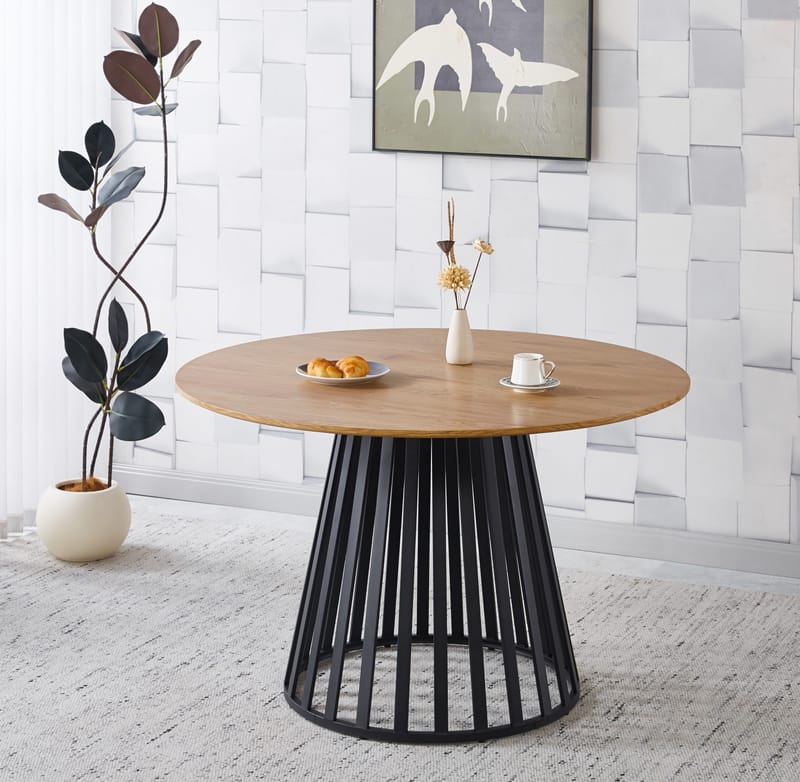 Inez runt matbord Ø120 cm ekfanèr / Svart metall - Ekfanèr / Svart Metall - Möbler - Bord & matgrupper - Matbord & köksbord