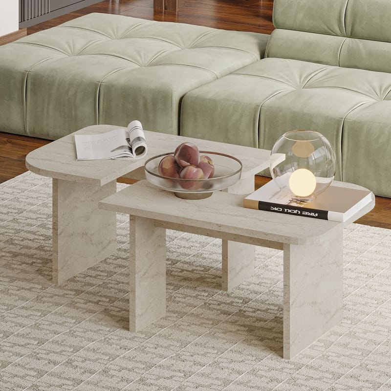 Iris Soffbordsset 90x35x45 cm - Travertin - Möbler - Bord & matgrupper - Soffbord