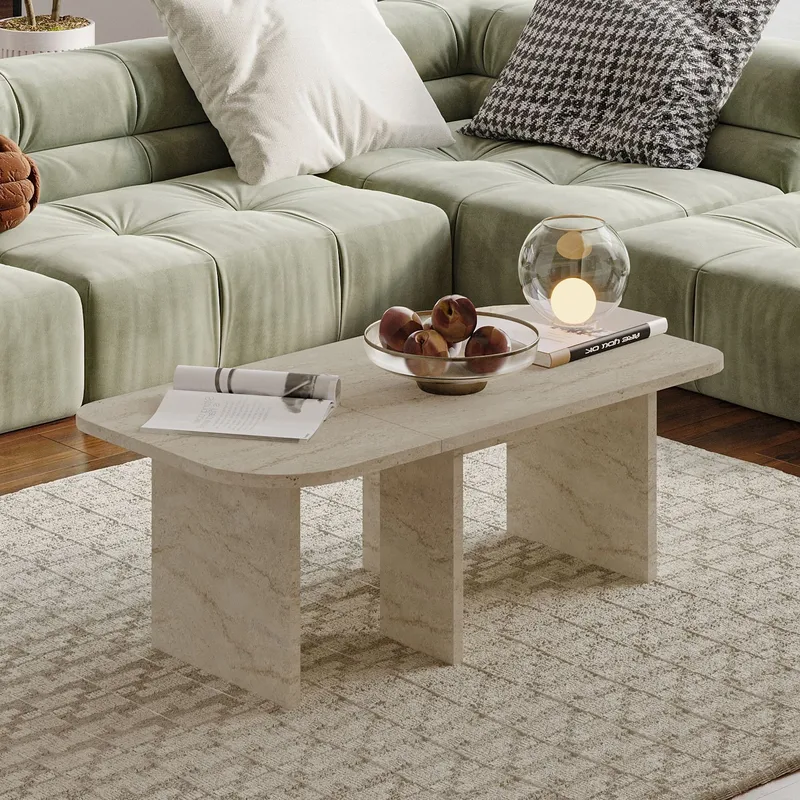 Iris Soffbordsset 90x35x45 cm - Travertin - Möbler - Bord & matgrupper - Soffbord