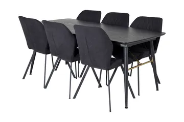 Irunea Förlängningsbar Matgrupp 180 cm inkl 6 Sumoas Stolar - Svart - Möbler - Bord & matgrupper - Matgrupper