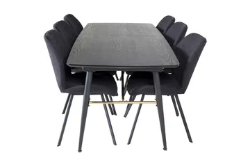 Irunea Förlängningsbar Matgrupp 180 cm inkl 6 Sumoas Stolar - Svart - Möbler - Bord & matgrupper - Matgrupper
