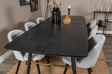 Irunea Förlängningsbar Matgrupp 180 cm inkl 6 Valeri Stolar - Svart/Grå/Manchester - Möbler - Bord & matgrupper - Matgrupper