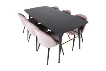 Irunea Förlängningsbar Matgrupp 180 cm inkl 6 Valeri Stolar - Svart/Rosa/Manchester - Möbler - Bord & matgrupper - Matgrupper
