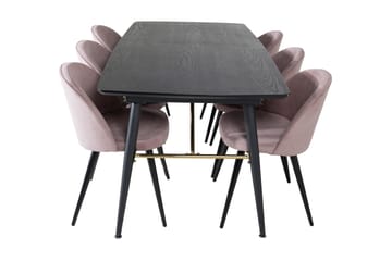 Irunea Förlängningsbar Matgrupp 180 cm inkl 6 Valeri Stolar - Svart/Rosa/Manchester - Möbler - Bord & matgrupper - Matgrupper