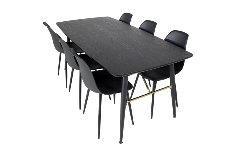 Irunea Förlängningsbar Matgrupp 180 cm inkl 6 Ypas Stolar, Svart