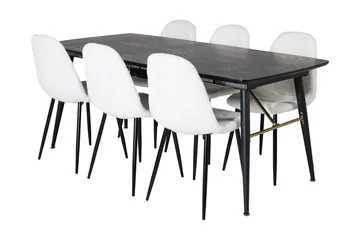 Irunea Förlängningsbar Matgrupp 180 cm inkl 6 Ypas Stolar - Svart/Vit - Möbler - Bord & matgrupper - Matgrupper