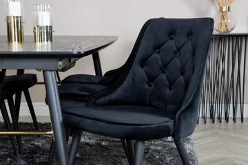 Irunea Förlängningsbar Matgrupp 180cm inkl 6 Valera Lyx Stol - Svart - Möbler - Bord & matgrupper - Matgrupper
