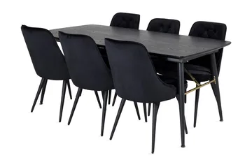 Irunea Förlängningsbar Matgrupp 180cm inkl 6 Valera Lyx Stol - Svart - Möbler - Bord & matgrupper - Matgrupper