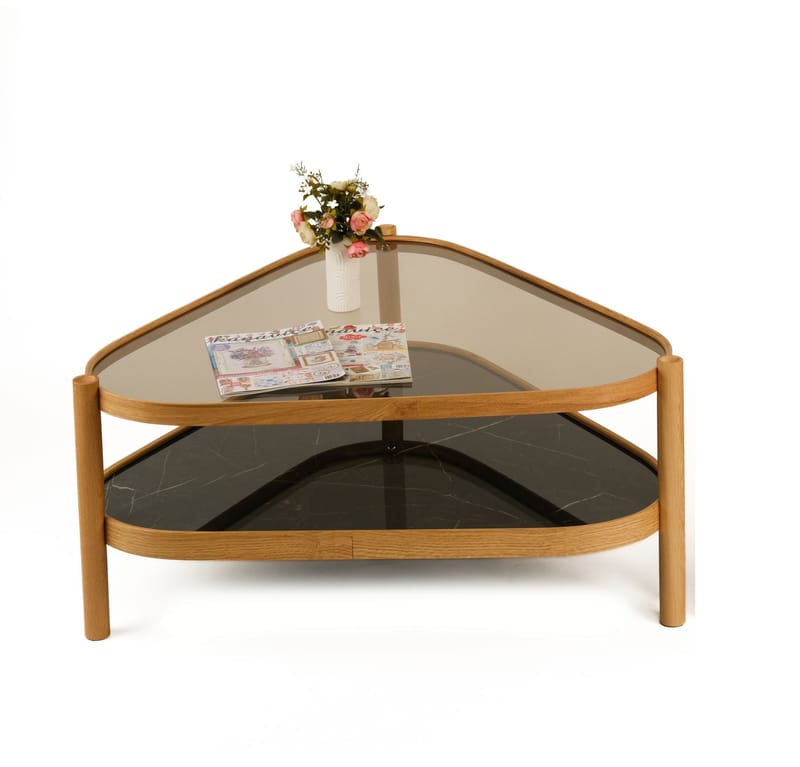 Isdahl Soffbord 95x48x95 cm - Ek och svart marmormönster - Möbler - Bord & matgrupper - Soffbord