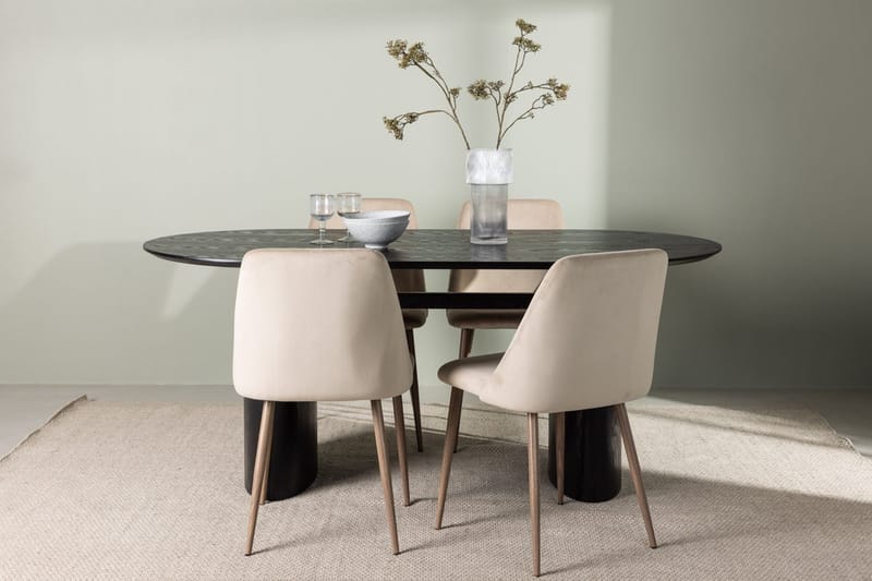 Isolde Matbord 180x90 cm med 4 Night Matstol