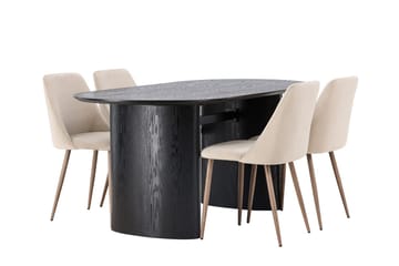 Isolde Matbord 180x90 cm med 4 Night Matstol - Möbler - Bord & matgrupper - Matgrupper