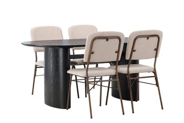 Isolde Matbord 180x90 cm med 4 Seda Matstol - Mörkbrun - Möbler - Bord & matgrupper - Matgrupper