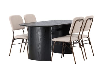 Isolde Matbord 180x90 cm med 4 Seda Matstol - Mörkbrun - Möbler - Bord & matgrupper - Matgrupper