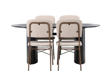 Isolde Matbord 180x90 cm med 4 Seda Matstol - Mörkbrun - Möbler - Bord & matgrupper - Matgrupper