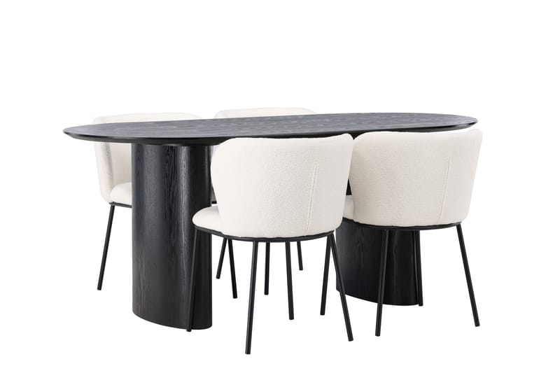 Isolde Matgrupp 180 cm Oval med 4 Edina Stolar - Svart - Möbler - Bord & matgrupper - Matgrupper