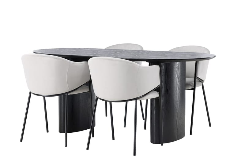 Isolde Matgrupp 180 cm Oval med 4 Evelina stolar - Svart - Möbler - Bord & matgrupper - Matgrupper