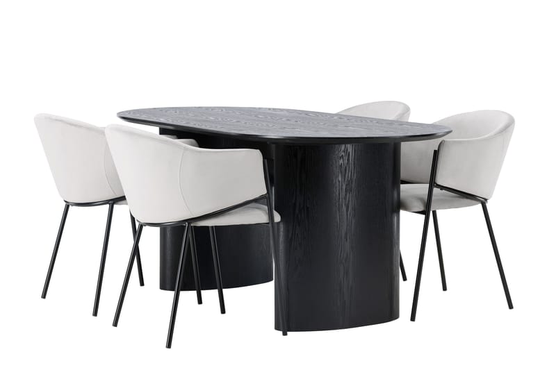 Isolde Matgrupp 180 cm Oval med 4 Evelina stolar - Svart - Möbler - Bord & matgrupper - Matgrupper
