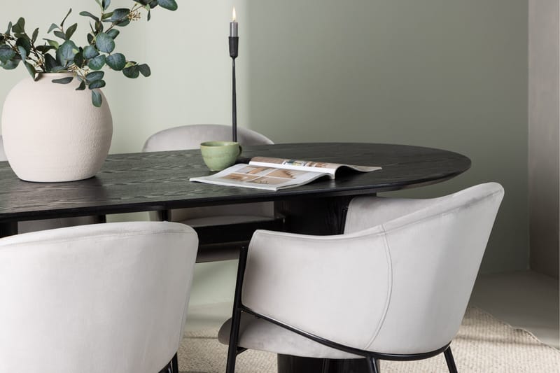 Isolde Matgrupp 180 cm Oval med 4 Evelina stolar - Svart - Möbler - Bord & matgrupper - Matgrupper