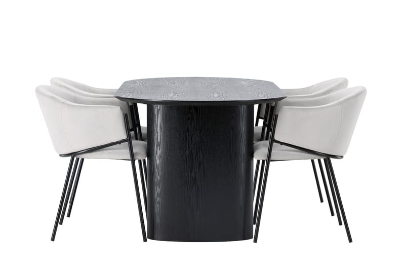 Isolde Matgrupp 180 cm Oval med 4 Evelina stolar - Svart - Möbler - Bord & matgrupper - Matgrupper