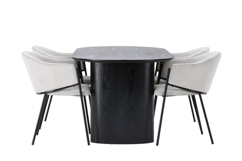 Isolde Matgrupp 180 cm Oval med 4 Evelina stolar - Svart - Möbler - Bord & matgrupper - Matgrupper