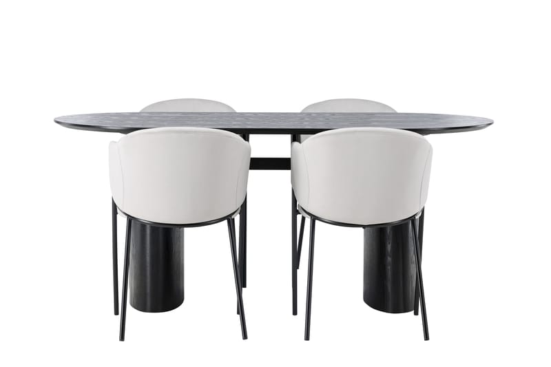 Isolde Matgrupp 180 cm Oval med 4 Evelina stolar - Svart - Möbler - Bord & matgrupper - Matgrupper