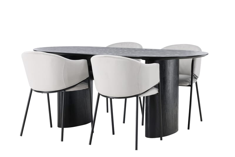 Isolde Matgrupp 180 cm Oval med 4 Evelina stolar - Svart - Möbler - Bord & matgrupper - Matgrupper