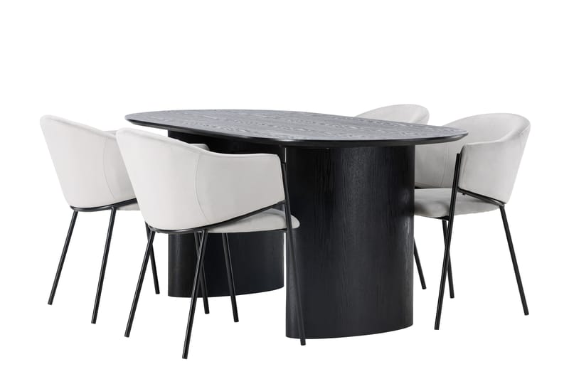 Isolde Matgrupp 180 cm Oval med 4 Evelina stolar - Svart - Möbler - Bord & matgrupper - Matgrupper