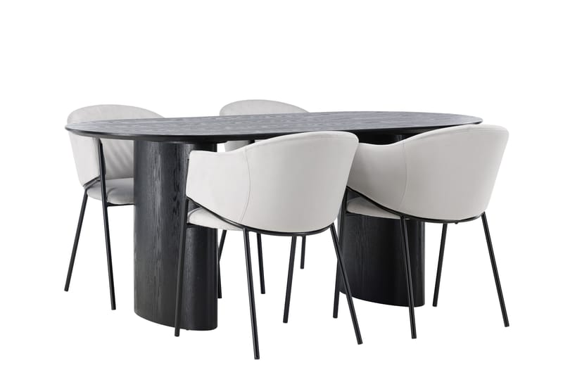 Isolde Matgrupp 180 cm Oval med 4 Evelina stolar - Svart - Möbler - Bord & matgrupper - Matgrupper