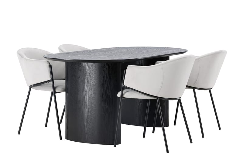 Isolde Matgrupp 180 cm Oval med 4 Evelina stolar - Svart - Möbler - Bord & matgrupper - Matgrupper