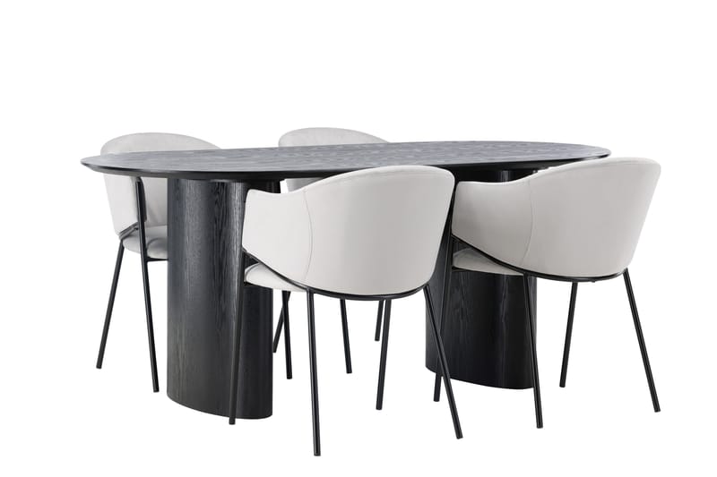 Isolde Matgrupp 180 cm Oval med 4 Evelina stolar - Svart - Möbler - Bord & matgrupper - Matgrupper