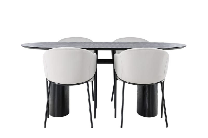 Isolde Matgrupp 180 cm Oval med 4 Evelina stolar - Svart - Möbler - Bord & matgrupper - Matgrupper