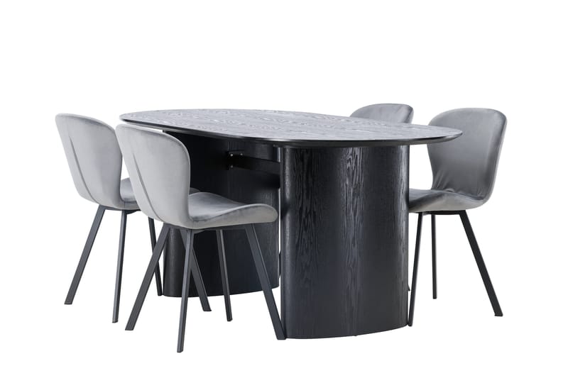 Isolde Matgrupp 180 cm Oval med 4 Lilja stolar - Svart - Möbler - Bord & matgrupper - Matgrupper