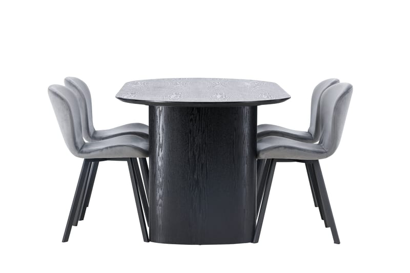 Isolde Matgrupp 180 cm Oval med 4 Lilja stolar - Svart - Möbler - Bord & matgrupper - Matgrupper