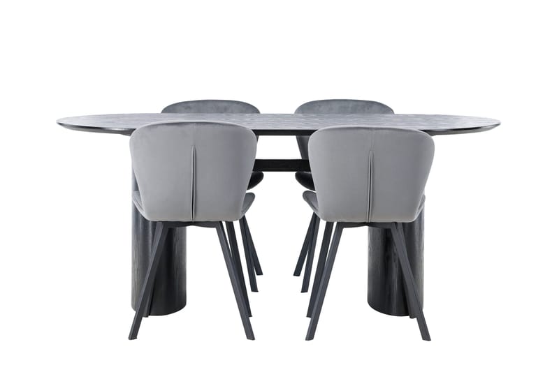 Isolde Matgrupp 180 cm Oval med 4 Lilja stolar - Svart - Möbler - Bord & matgrupper - Matgrupper