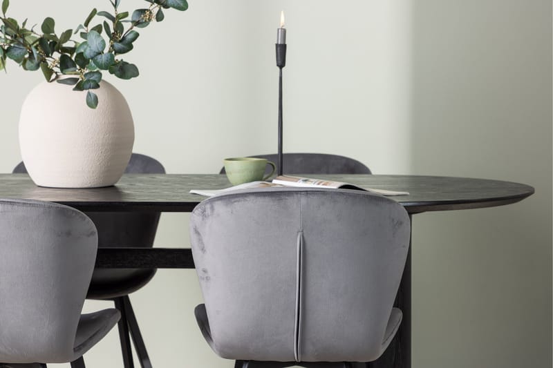 Isolde Matgrupp 180 cm Oval med 4 Lilja stolar - Svart - Möbler - Bord & matgrupper - Matgrupper