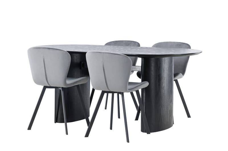 Isolde Matgrupp 180 cm Oval med 4 Lilja stolar - Svart - Möbler - Bord & matgrupper - Matgrupper