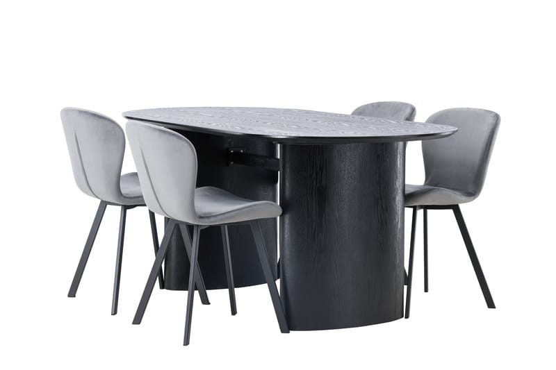 Isolde Matgrupp 180 cm Oval med 4 Lilja stolar - Svart - Möbler - Bord & matgrupper - Matgrupper
