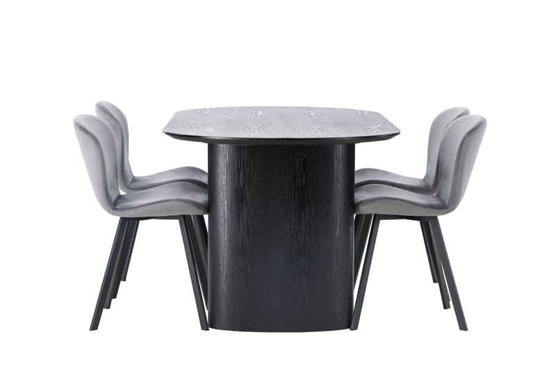 Isolde Matgrupp 180 cm Oval med 4 Lilja stolar - Svart - Möbler - Bord & matgrupper - Matgrupper