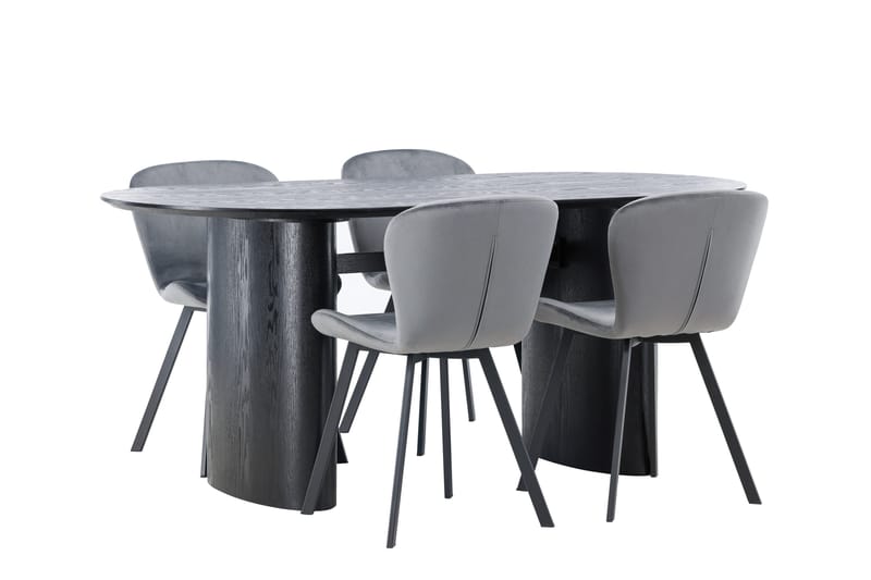 Isolde Matgrupp 180 cm Oval med 4 Lilja stolar - Svart - Möbler - Bord & matgrupper - Matgrupper