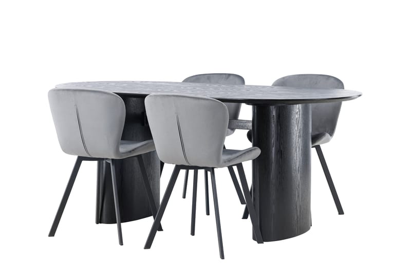 Isolde Matgrupp 180 cm Oval med 4 Lilja stolar - Svart - Möbler - Bord & matgrupper - Matgrupper