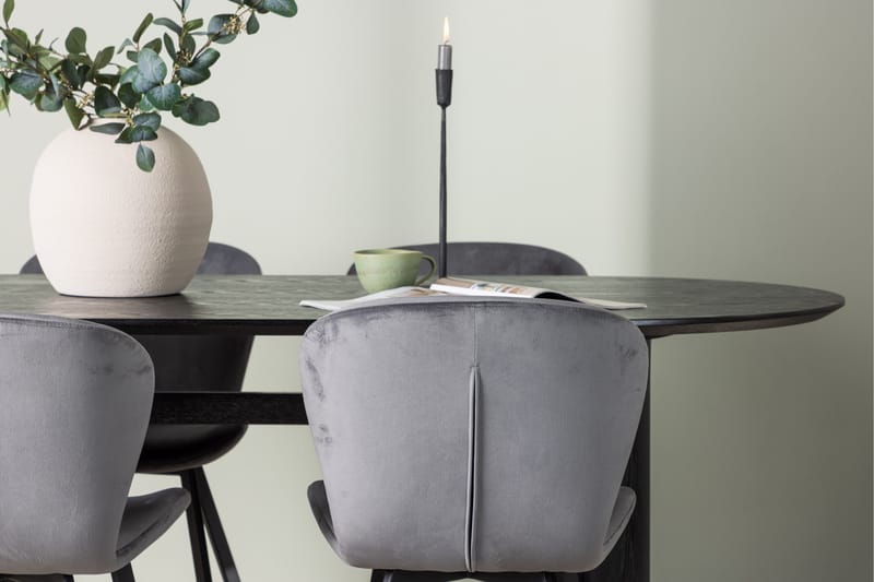 Isolde Matgrupp 180 cm Oval med 4 Lilja stolar - Svart - Möbler - Bord & matgrupper - Matgrupper