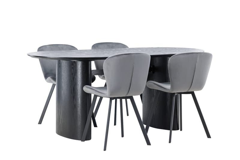 Isolde Matgrupp 180 cm Oval med 4 Lilja stolar - Svart - Möbler - Bord & matgrupper - Matgrupper